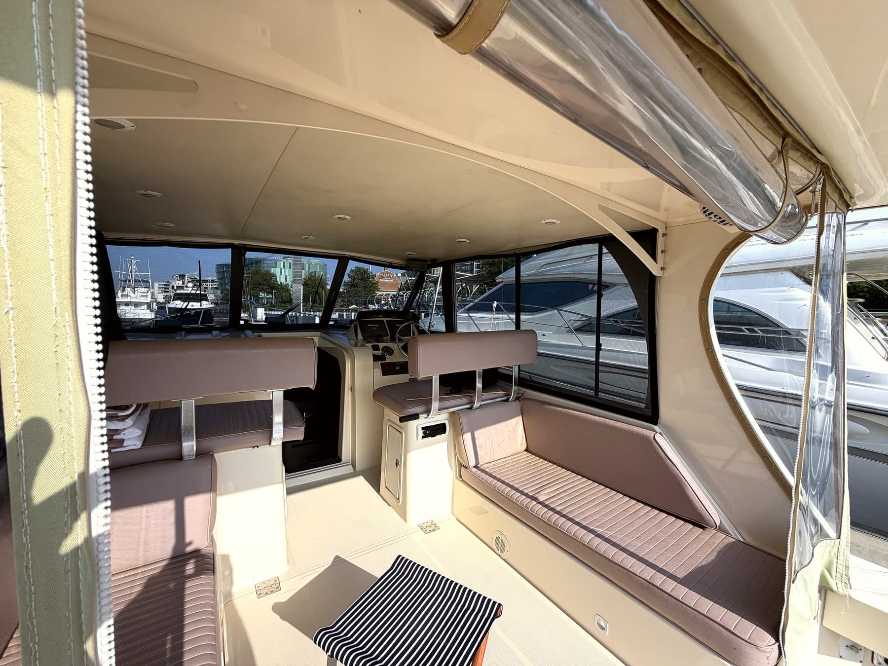 A quiet evening aboard Geronimo, set up for an anniversary cruise